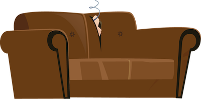 Illustration eines kaputten Sofas